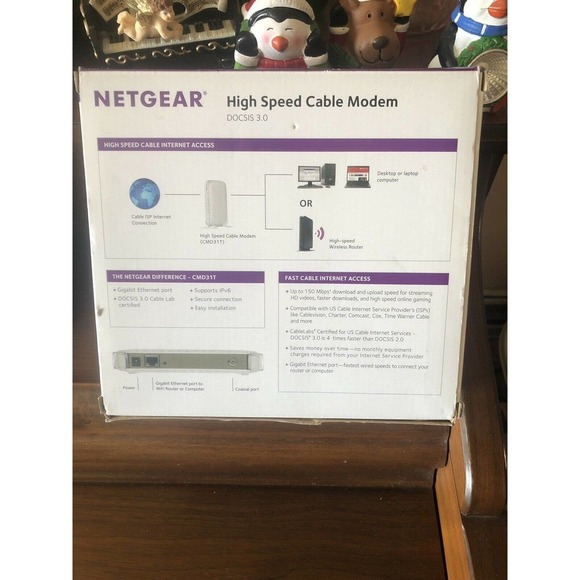 New NETGEAR CMD31T-100NAS High Speed Cable Modem DOCSIS 3.0 External Port IPv6 - Picture 4 of 12